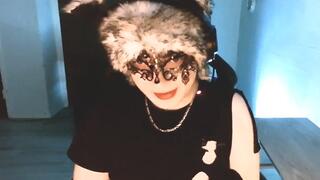 Shy Femboy Rips and cuts his clothes off before cum