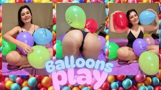 Playing, rubbing, sitting and popping balloons