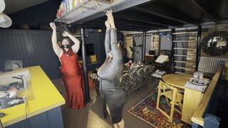 Lacey and RaRa - Damsels captured and cuffed (Bondage, Handcuffs, Tape Gag, Wrap gag, Gagged)