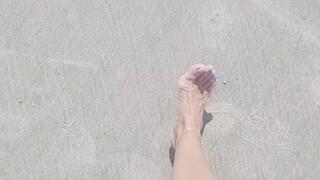 Walking on the sand of the beach on my trip