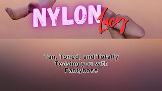 Nylon Lucy putting on pantyhose for night