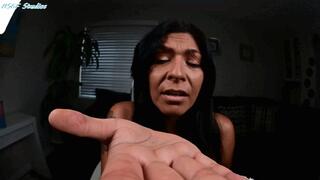 Valerie Lomax doesn't believe tiny Bob!! Giantess finger crush - MOV
