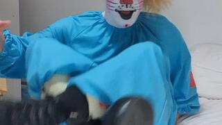 Clown undress and prostate massage with dildo