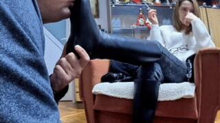 Total submission to Mistress' boots
