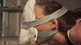Marie B - Captured, Hogtied, Gagged with Her Own Socks and Smothered with a Sneaker (FULL HD MP4)