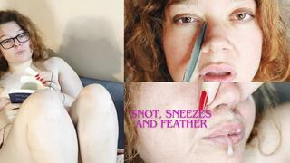 Bbw girl with sneezes and snot on her small nose