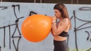 Maya Blows and Nail Pops a Chinese 16-Inch Balloon!