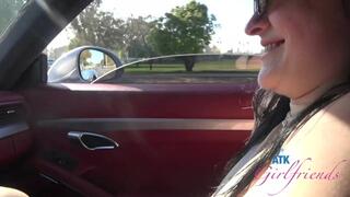 Brunette Imani Valor having fun behind the scenes during this date takes out her tits