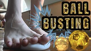 BALL BUSTING ANTI STRESS : Foot fetish - Barefooot - Red polish - Feetgirl - French feet - BDSM