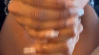 Fit muscle mommy Lexi gives handjob with her long nails