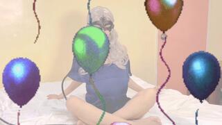 Belly Huge Balloons Stuffing In Long Dress and White Hair by LoonerKittyRoll