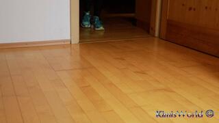 Pantyhose and running shoes