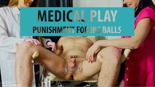 Medical Play painful punishment for his balls