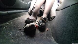 Candid Plushie Trample in BMW e46 Shiny Loafers