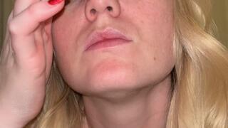 Stifles and loud sneezes with a honking nose blow