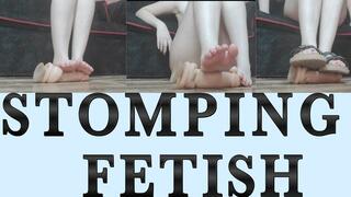 Stepping on the dildo with my feet and sandals