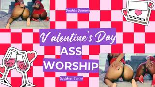 DOUBLE DOMME: VALENTINE'S DAY EBONY ASS WORSHIP WITH THEE GODDESS SATIN