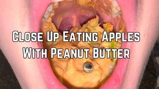 Phoenix Bates Eating Apples With Peanut Butter Up Close 1080p - Mukbang - Open Mouth Chewing - Food Shown - Messy - Mouth Fetish