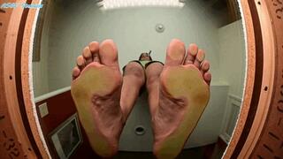 Giant ebony Goddess flattens you under her massive size 12 soles!! - MOV