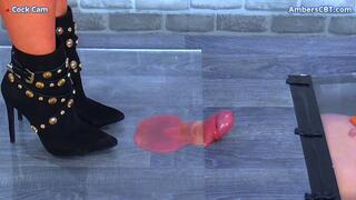 Milking His Cock & Balls Under My Suede Ankle Boots & Plexiglass - Cock Cam - A142COCK