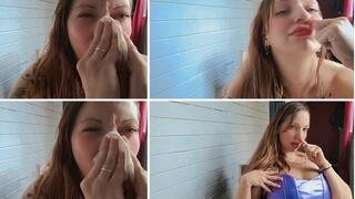 I pick my nose a lot and blow my nose too much trumpet sound