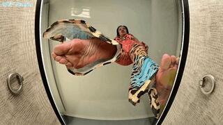 Miss Jasmine knew you were a foot pervert! Put shrinking powder in her shoes! BARE FEET CRUSH! PT 2 - MOV