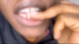 Close up Biting my Fake Nails Off