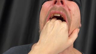 Deep Fucking Hand Mouth to Gagging Close Ups - Licking Drooling Fingers, Female Domination, Slave Face Humiliation