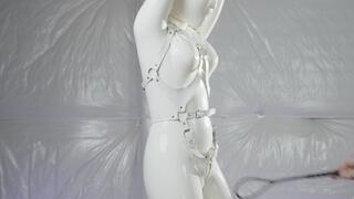 White latex doll tied up and got tuned