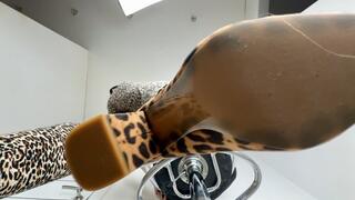 Worship Dangling Shoes - Yoga Pants Leopard Print, Boot Slave Training, Dirty Soles, Mesmerize Calves, Shoe Play Ignore