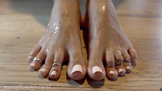 Cum and spit on my feet French nails