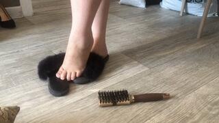 Feet tease with brush!