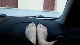 Amber's sweaty car feet