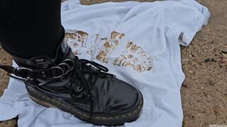 Trampling White Shirt in Mud Dr Martens