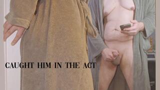 I can’t help but get involved- Caught him Jerking off and Helped him Finish quick on my hairy pussy!