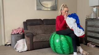 Beach ball mouth inflate and pop