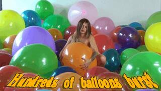 hundred of balloons burst