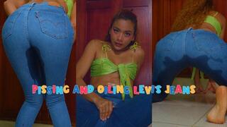 Pissing and oiling Levi's jeans - Lissa
