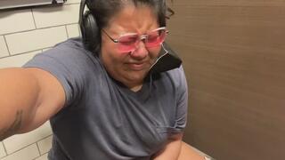 trying to plop in noisy toilet