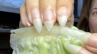 Nail Goddess destroying nipples with natural nails