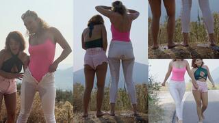 Wetting Jerans together on a bare foot hike