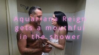Aquariana gets fucked and a facial in the shower