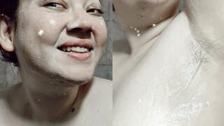 Molly cleaning face and hairy armpits
