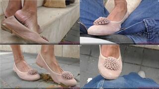 Ballet flats ball stomping foot domination, dirty shoes cock stomp