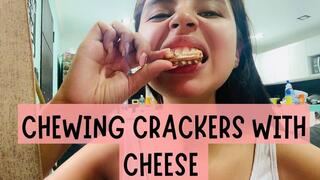 Chewing crackers with cheese