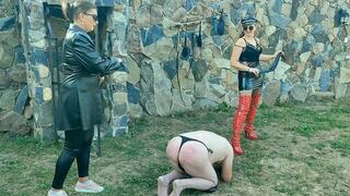 Ripping the old slaves skin with the flogger - ZEIDA and ROBERTA