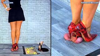 Crushing The Cum From His Balls Under My Red Snakeskin Heels - Split Cam - A146SPLIT
