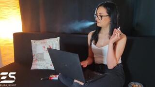 Smoking while working on my laptop