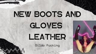 dildo play in new leather gloves and boots