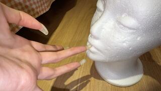 #211 - Imagine my long natural nails on your face